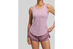 Women's Summer Cool Breathable Mesh Soft Open Back Yoga Tops Regular Fit Spandex Polyester Logo on Front Sleeveless Tank Top