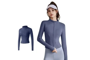 Women's Breathable Quick-drying Yoga Tops Long Sleeve Jacket Training Outer Zipper Tight Running Yoga Clothes Skinny Fit Front