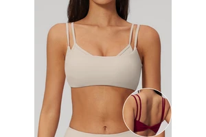 Women's Double-strap Yoga Tank Top with Built-in Cups Thin Shoulder Strap Sports Bra Back Beauty Fitness Brassiere