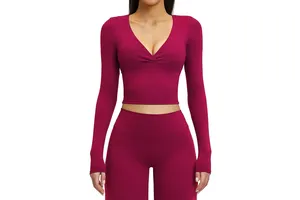 JY Wholesale Women's Lightweight Breathable Four-Way Stretch Spandex/Nylon Pilates Yoga Long Sleeve Sports Top Fitness T-Shirt
