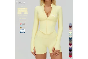 Stand-up Collar Zipper Long-sleeved Yoga Jacket Women's Tight Quick-drying Yoga Wear Outdoor Fitness Sports Top