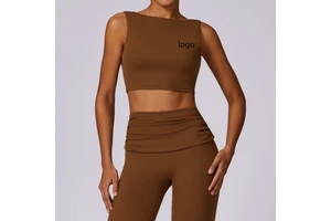 4 Way Stretch Breathable Boat Neck Workout Tank Top Cropped Yoga Top for Hot Yoga Running Training