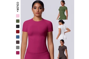 Hot Sale Sports T Shirt Breathable Yoga Short Sleeve Tops Running Fitness Workout Casual Athletic Tops for Women
