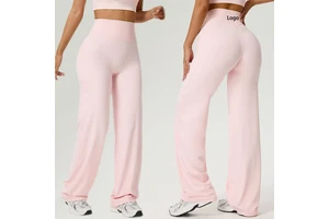 Plus Size High Waist Breathable Elastic Waist Women's Yoga Pants V-shape Bell-bottom Big Butt Wide Leg Full Length Leggings