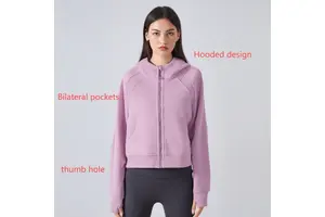 Women's Autumn/Winter New Velvet Zipper Hooded Sports Jacket Loose Casual Hoodie Yoga Top Fitness Running Fashion