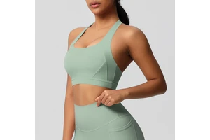 Women's Lightweight Spandex Seamless Breathable Four-Way Stretch High Support Square Neck Yoga Gym Fitness Crop Tops