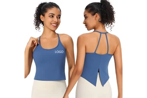 Women's Backless Yoga Vest Breathable Lightweight Four-Way Stretch Quick-Drying Fitness Top for Running Outdoors