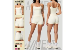 Gym Wear Thin Shoulder Strap Quick Drying with Chest Sports Wear High Waist Yoga Shorts Set Women's Custom Two-piece Set