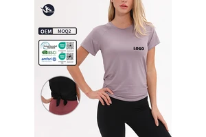 New Breathable Yoga T-Shirt Women Short Sleeve Round Neck Running Fitness Yoga Top Sports Cotton T-Shirt