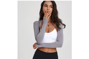 New Yoga Shirts Dancing Ballet Shawl Women Long Sleeve Gym Fitness Crop Tops Training Wear Running Sports Coat Workout Clothes