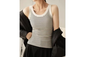 High Quality Breathable Stripe Sleeveless Round Neck Tank Top Women Sports Slim Fit Yoga Fitness Workout Tank Tops