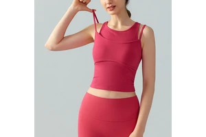 Ladies Blank Colors Breathable Sleeveless Fixed Built-in Pads Gym Tops 2025 Ribbed Rayon Slim Fit Cropped Yoga Tank Top