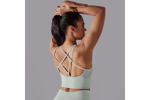 Women's Solid Color Cross Back Workout Bra Yoga Running Top