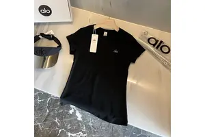 Customized AL0 Summer Clothing High-quality Cotton Spandex Women's Top Round Neck Short Sleeved T-shirt Fitness Yoga Suit