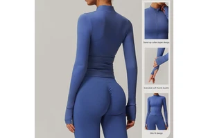 Y-CX6116 DTL Breathable Quick-drying Long-sleeved Yoga Suit for Women Nude Fitness Training Wear Zipper Tight Sports Top