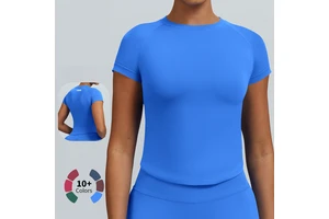 New Custom Short Sleeve Women Sportswear Breathable Workout T Shirt Gym Sports Fitness Seamless Yoga Top
