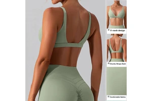 Wholesale Custom logo High Quality Women's Sexy Gym Top Hollow Out Back Sportswear Crop Top Ladies Sexy Deep V Yoga Bra