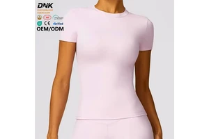 DCK-1105 Yoga Shirts Top Quick Dry Running Tops Tights Push up Workout Gym Clothes Female Short Sleeve Fitness Sports T-Shirts
