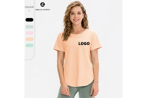 2023 Casual Loose Light Breathable Stretch Short Sleeves Running Training Workout Yoga Gym Summer Women Sport Top Shirts T Shirt