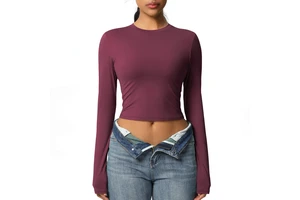 Womens Quick Dry Long Sleeve Compression Yoga Top Breathable Athletic Shirt for Running, Gym, Fitness, Workout