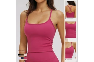 Zechuang Cross-Border Tight Yoga Vest Tank Top Outer Wear Casual Versatile Double Shoulder Thin Strap Spandex/Nylon