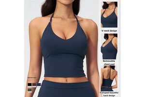 Women's Breathable Sports Vest with V-neck Slimming Spandex/Nylon Yoga Wear Can Be Worn Outside As Yoga Top