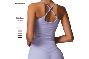Custom New Crossover Back Yoga Vest With Chest Pad Women Milled Tight Yoga Top Outdoor Running Fitness Sports Underwear