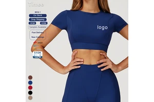 Yoga Top Round-neck Tight Shock-absorbing Sports Short-sleeved Running and Fitness Yoga T-shirt