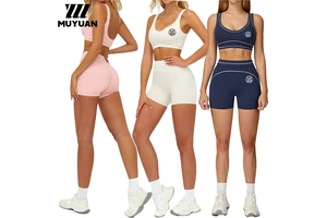 High Stretch Eco-Friendly Quick Dry Off-the-Shoulder Yoga Set Women Elastic Waist Breathable Activewear Workout Running Spring