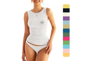 High Quality Custom Women Cotton Spandex High Stretch Round Neck Knitted Vest Waist Pleated White Ribbed Tank Top