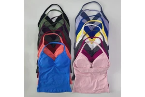2025 Long Sling Workout Top Custom logo Backless Workout Clothes Seamless Women's Tight Built-in Bra Removable Cup Yoga Vest