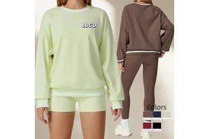 Yimo Women Blocking Round Neck Loose Golf Top Female Long Sleeves Elastic Sleeves Yoga Clothes Lady Quick Drying Running Hoodie