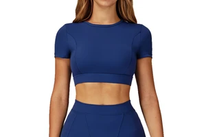 Tight Yoga Vest Sweat-Wicking SMART FABRIC Quick-Drying Breathable Four-Way Stretch Crop Top Fitness Wear Outdoor Running Back