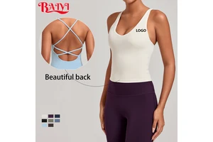 Custom OEM Quick Dry Backless Workout tank Top Elastic Breathable Nylon Spandex Women Workout Training Sports Activewear Top