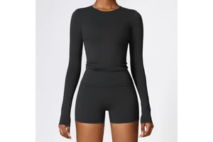 Winter Brushed Long Sleeve Yoga Clothing High Intensity Fitness Clothing Pilates Running Exercise Long Sleeve Top 8519