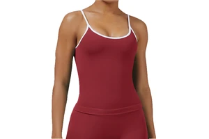 Women's Breathable Cross-Backless Yoga Fitness Vest Sports Top with Color-Block Spandex Simple Fashion Running Sports Sets