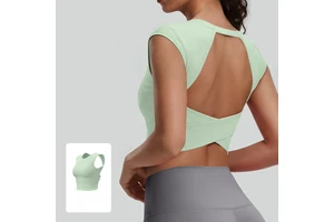Bestseller Breathable Sweat-Wicking Solid Regular Fit Backless Crew Neck Tank Tops for Women Fitness Yoga Gym in Spandex/Nylon
