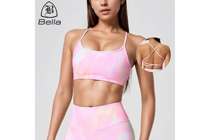 High-end Custom Gym Wear Women Workout Yoga Bra Spaghetti Strap Cross Back Backless Sports Bra Workout Athletic Tank Tops