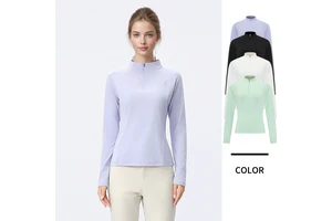 Women's Autumn Winter Half Zip Yoga Top Comfortable Stand Collar Running Fitness Quick-drying for Long Sleeve