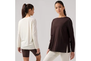 New Arrival Women's Loose Boat Neck Long Sleeve Athletic Top, Bare-Feel Breathable Yoga Cover-Up T-Shirt