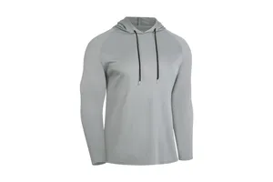 US Size Custom Logo Graphic Men's Athletic Gym Top Blank Long Sleeve Plain Polyester Quick Dry T-shirts Sport T Shirt With Hood