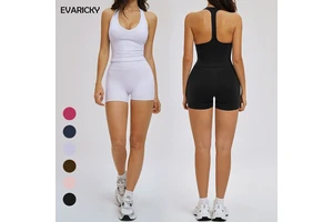 EVARICKY New Arrival Racerback Gym Top V Neck Tank Top Women's Solid Color Sportwear Outdoor Running Fitness Yoga Suit for Women