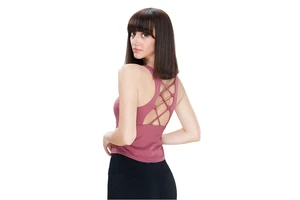 Women's Breathable Lightweight Yoga Tank Top Wide Shoulder Straps Recyclable Hollow Out Mesh Sports Bra