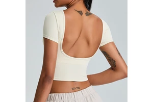 New Cross-border Fitness Backless Yoga Top Women Fixed Cups Back Design Tight-fitting Breathable Seamless Quick-drying