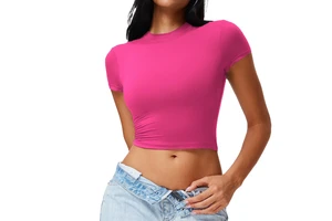 New Yoga Short-sleeved Women's Tight Short Running Fitness Top Casual Breathable Pilates Sports T-shirt