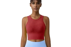Women's Premium Seamless Thread Sleeveless Running Top Fashionable Tight Fitting Round Neck Recyclable Spandex Fitness Yoga Top