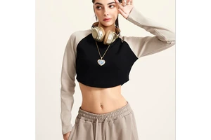 Women's Hip Hop Summer Casual Style Custom Printed 100% Cotton Long Sleeve Slim Fit Crop Top Heavy Weight Floral