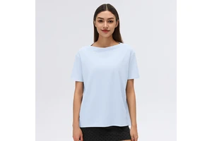 Elastic Plus Size Women's Seamless Neck Sportswear Fitness Quick Dry Breathable Comfortable Loose Fit Short Sleeve Yoga T-shirt
