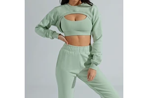 New Arrival Women Active Wear Yoga Crop Top Sports Fitness Yoga Long Sleeve Shrug Mojave Mint Cloud Bolero Shrug