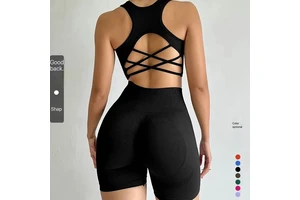 A52 Female Cross-Border Seamless Yoga Sports Suit Dry Speed Fitness Running Two-Piece Vest Shorts and Bra Wet Look Wet Feel